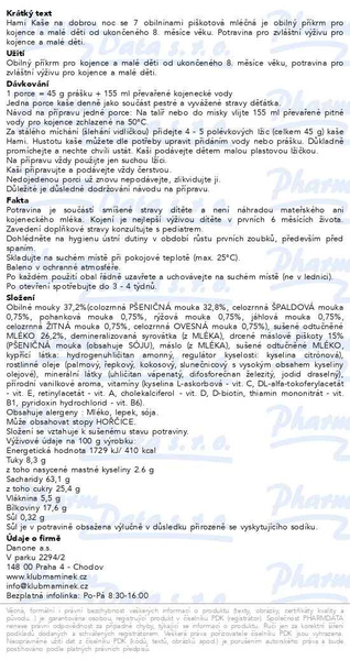 Příbalový leták - Hami Ml.kaše na dobrou noc 7obilov.piškot.210g 8M