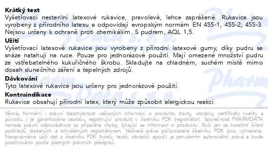 Příbalový leták - Rukavice latexové MAXTER pudrové vel.L 100ks