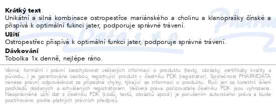 Příbalový leták - Labe Pharm Ostropestřec EXTRA s cholinem tob.60+30
