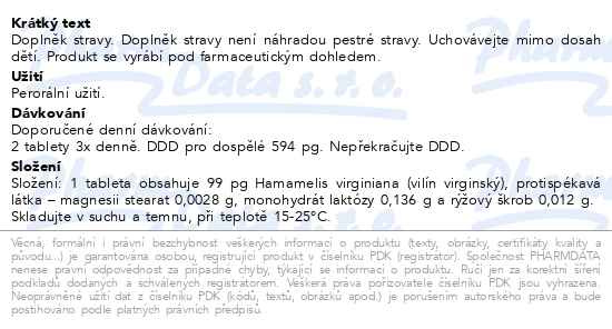 Příbalový leták - Hamamelis AKH tbl.60