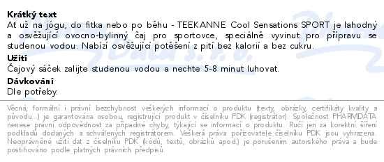 Příbalový leták - TEEKANNE CoolSensations Sport mango/pomer 18x2.5g