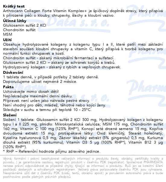 Příbalový leták - Annabis Arthrocann Kolagen Vitamin Komplex tbl.60