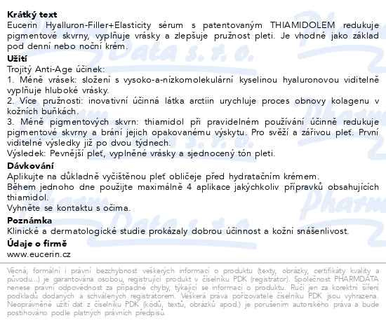 Příbalový leták - EUCERIN HYALURON-FILLER+ELASTICITY 3D sérum 30ml