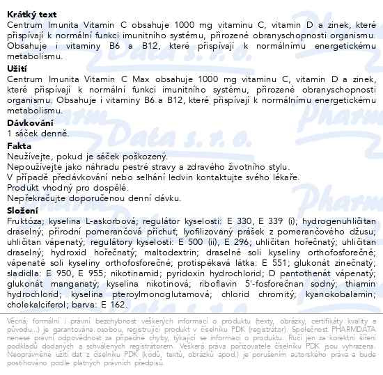 Příbalový leták - Multivitamin Centrum Imunita vitamin C Max 14sáčků