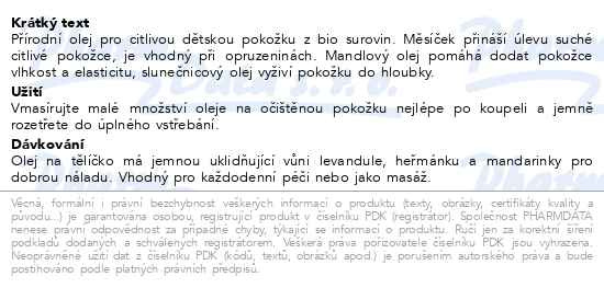 Příbalový leták - LEROS Dětský olej na tělíčko 100ml