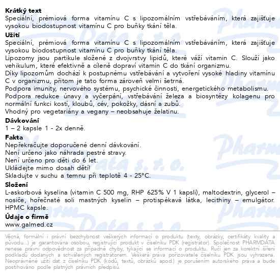 Příbalový leták - Vitamín C lipozomální forte 500mg cps.60+15 Galmed