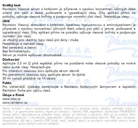 Příbalový leták - Revitalon Vlasové sérum 50ml
