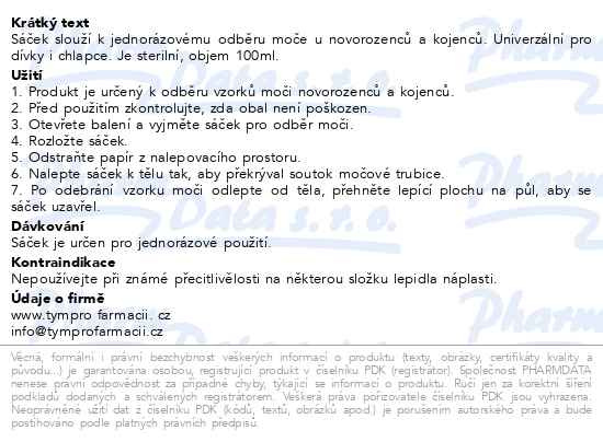 Příbalový leták - Sáček na moč odběrový sterilní pro děti 100ml