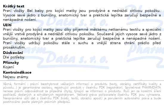 Příbalový leták - Bel Baby prsní vložky 30ks