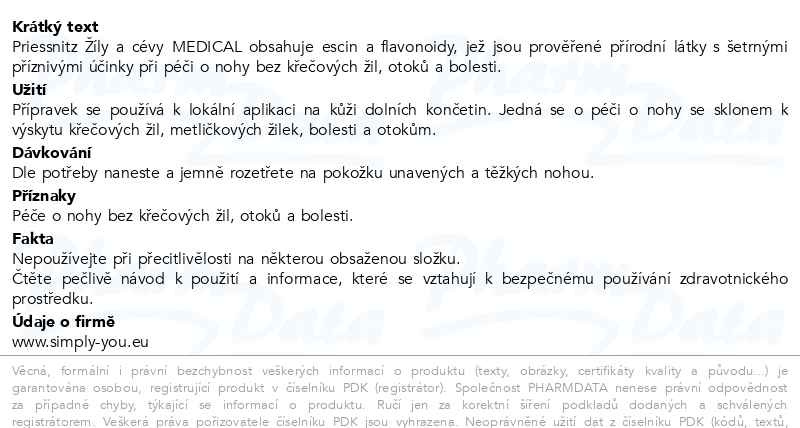 Příbalový leták - Priessnitz Žíly a cévy Medical 125ml