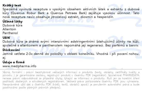 Příbalový leták - MedPharma Dubová kůra gel 75g