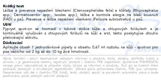 Příbalový leták - Fypryst Dogs spot-on pro psy 1x0.67ml