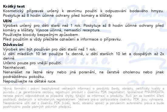Příbalový leták - Alpa Repelent sprej pro děti 100ml