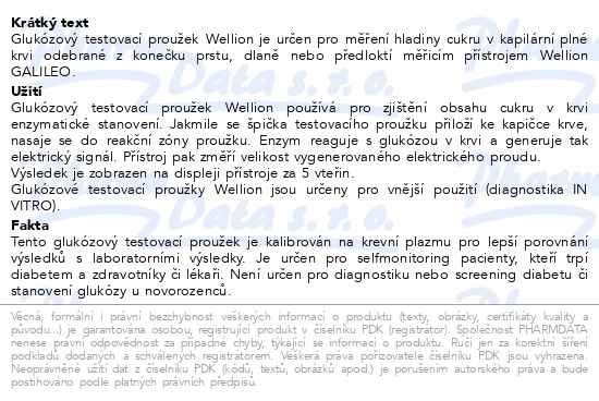 Příbalový leták - Wellion VLTAVA GALILEO test.proužky glukóza 50ks