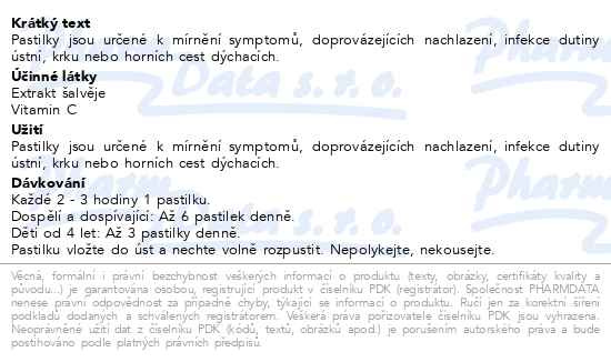 Příbalový leták - Müllerovy pastilky se šalvějí 24ks ZP