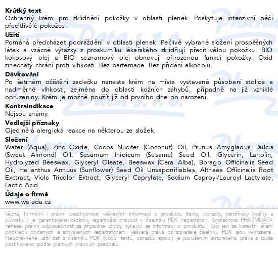 Příbalový leták - WELEDA Zklidňující kojenecký krém na zadeček 50ml