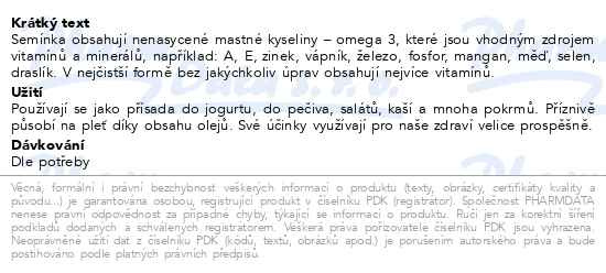 Příbalový leták - Allnature Dýňové semínko loupané 1000g