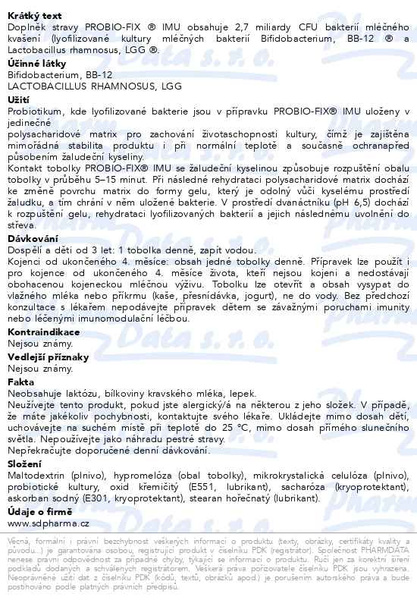 Příbalový leták - PROBIO-FIX IMU tob.60