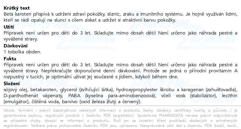 Příbalový leták - MOVit Beta karoten 25000 IU+Panthenol+PABA tob.90