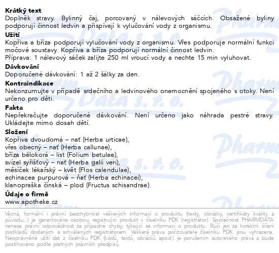 Příbalový leták - Apotheke Na odvodnění čaj 20x1.5g