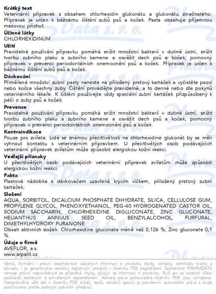 Příbalový leták - ARPALIT Care Zubní pasta s chlorhexidinem 50ml