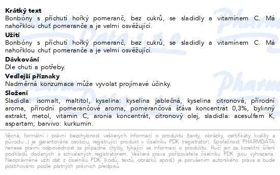 Příbalový leták - Vivil Hořký pomeranč+vit.C bez cukru 60g