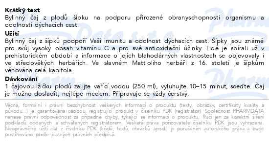 Příbalový leták - LEROS Šípek 150g