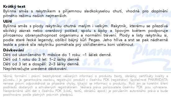 Příbalový leták - LEROS Dětský čaj Rakytníkový 20x2g