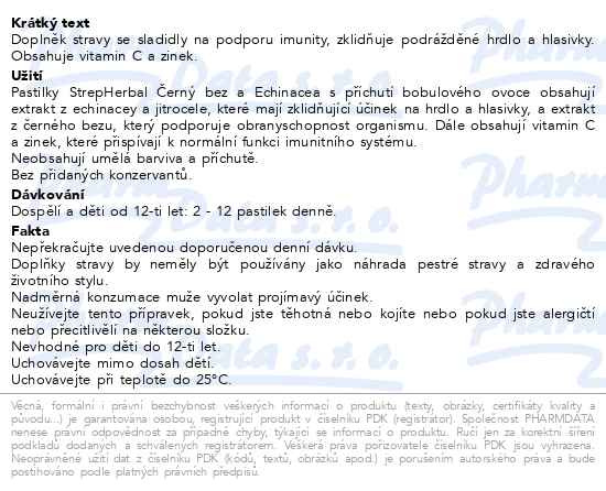 Příbalový leták - StrepHerbal Černý bez a Echinacea past.24