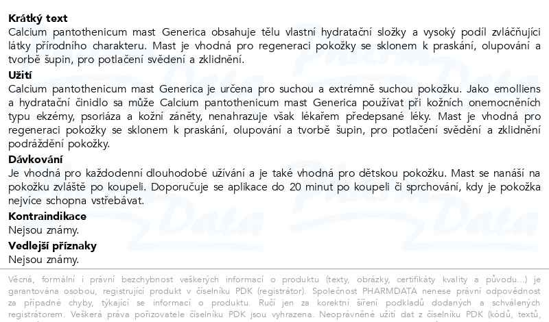Příbalový leták - Calcium pantothenicum mast Generica 30g
