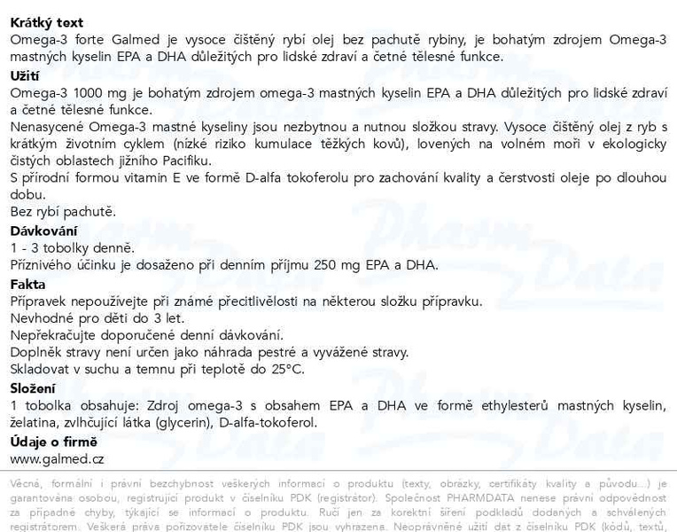 Příbalový leták - Omega-3 rybí olej forte tob.180 Galmed