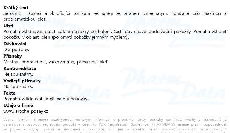Příbalový leták - LA ROCHE-POSAY SEROZINC 150ml