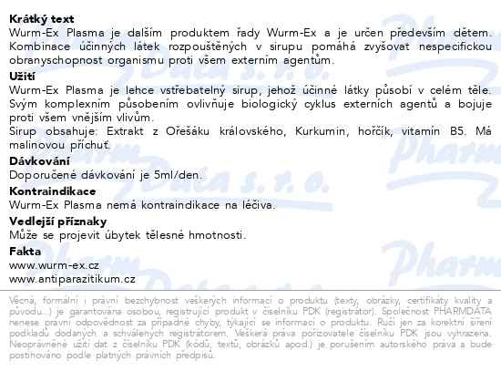 Příbalový leták - Wurm-Ex Plasma 100ml sirup