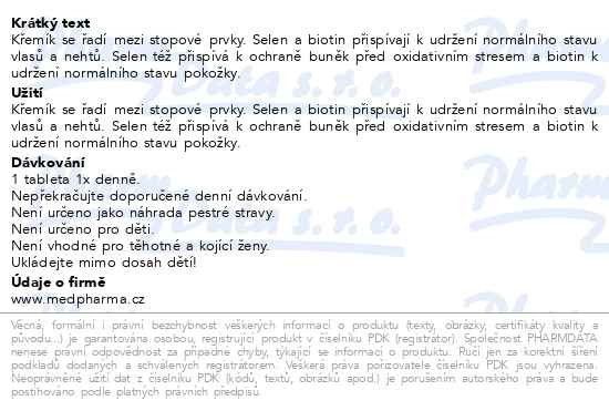 Příbalový leták - MedPharma Křemík 30mg+Biotin+PABA tbl.107