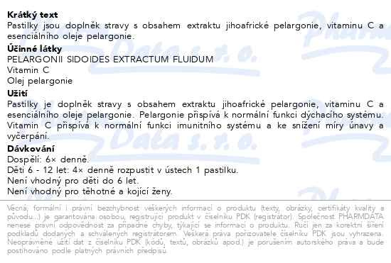 Příbalový leták - Müllerovy pastilky s jihoafrickou pelargonií 24ks