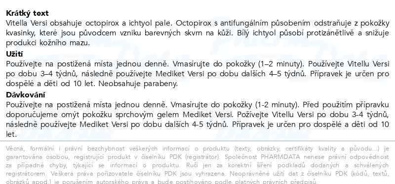 Příbalový leták - Vitella Versi Gel Pityriasis versicolor 100ml