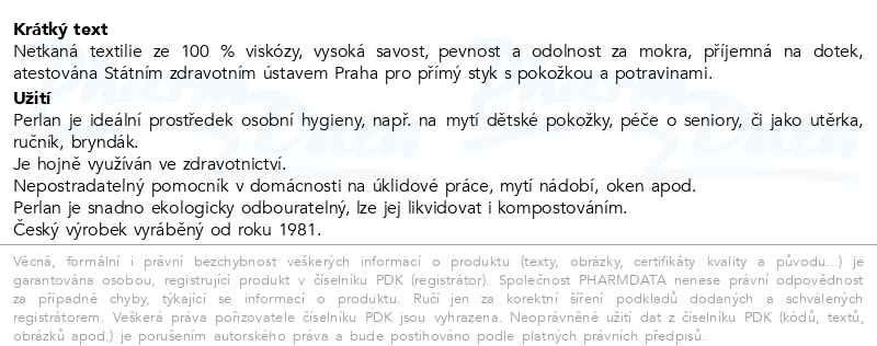 Příbalový leták - Perlan (Pervin) 45g 0.50x100m 1 role