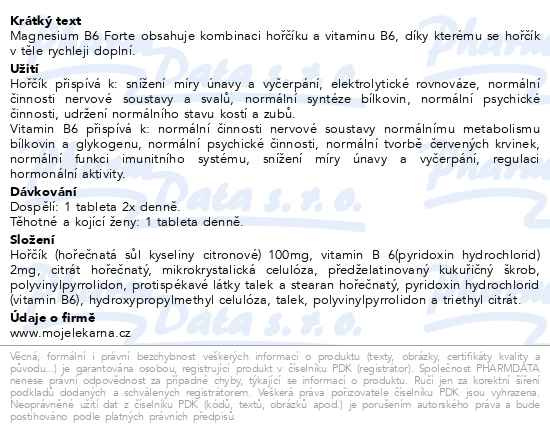 Příbalový leták - Magnesium B6 Forte tbl.100+20 Moje lékárna
