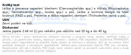 Příbalový leták - Frontline Spot On Dog 20-40kg pipeta 3x2.68ml