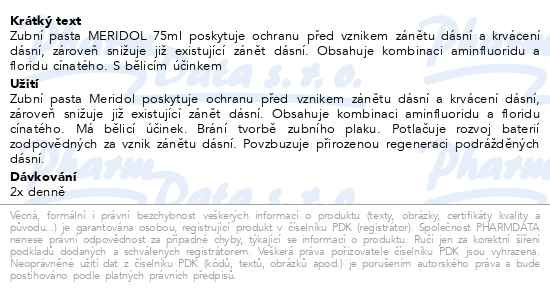 Příbalový leták - MERIDOL zubní pasta Gentle White 75ml