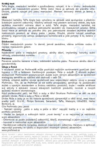 Příbalový leták - TePe meziz.kart.Angle size 0-5 Sada 6ks 154699