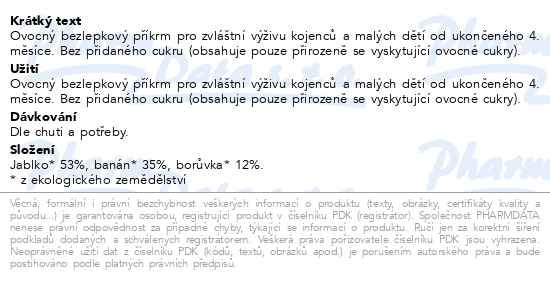 Příbalový leták - Rudolfs kapsička Jablko banán borůvka BIO 110g 4M