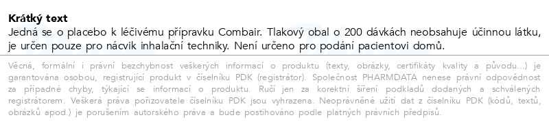 Příbalový leták - Combair pro nácvik inhalační techniky