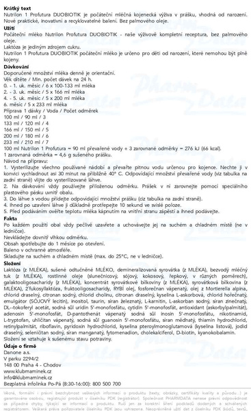 Příbalový leták - Nutrilon 1 Profutura DUOBIOTIK 800g