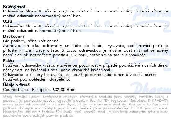 Příbalový leták - Nosko Basic odsávačka nosních hlenů plast