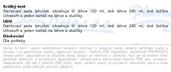 Příbalový leták - Philips AVENT Novorozenecká startovní sada Natural Response skleněná