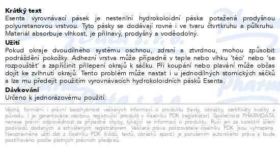 Příbalový leták - ESENTA pásek 3x9cm půlkruh 60ks