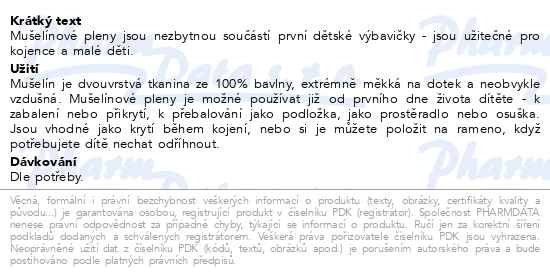 Příbalový leták - BABYONO Pleny mušelínové Super soft 3 ks šedá