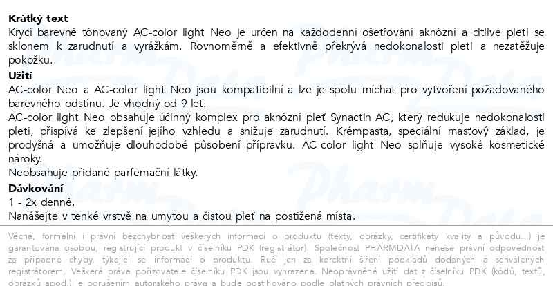 Příbalový leták - AC-color light Neo 30g