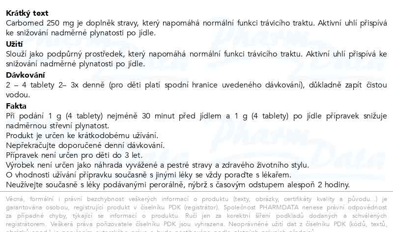 Příbalový leták - Carbomed 250 mg Da Vinci Pharma 20 tablet